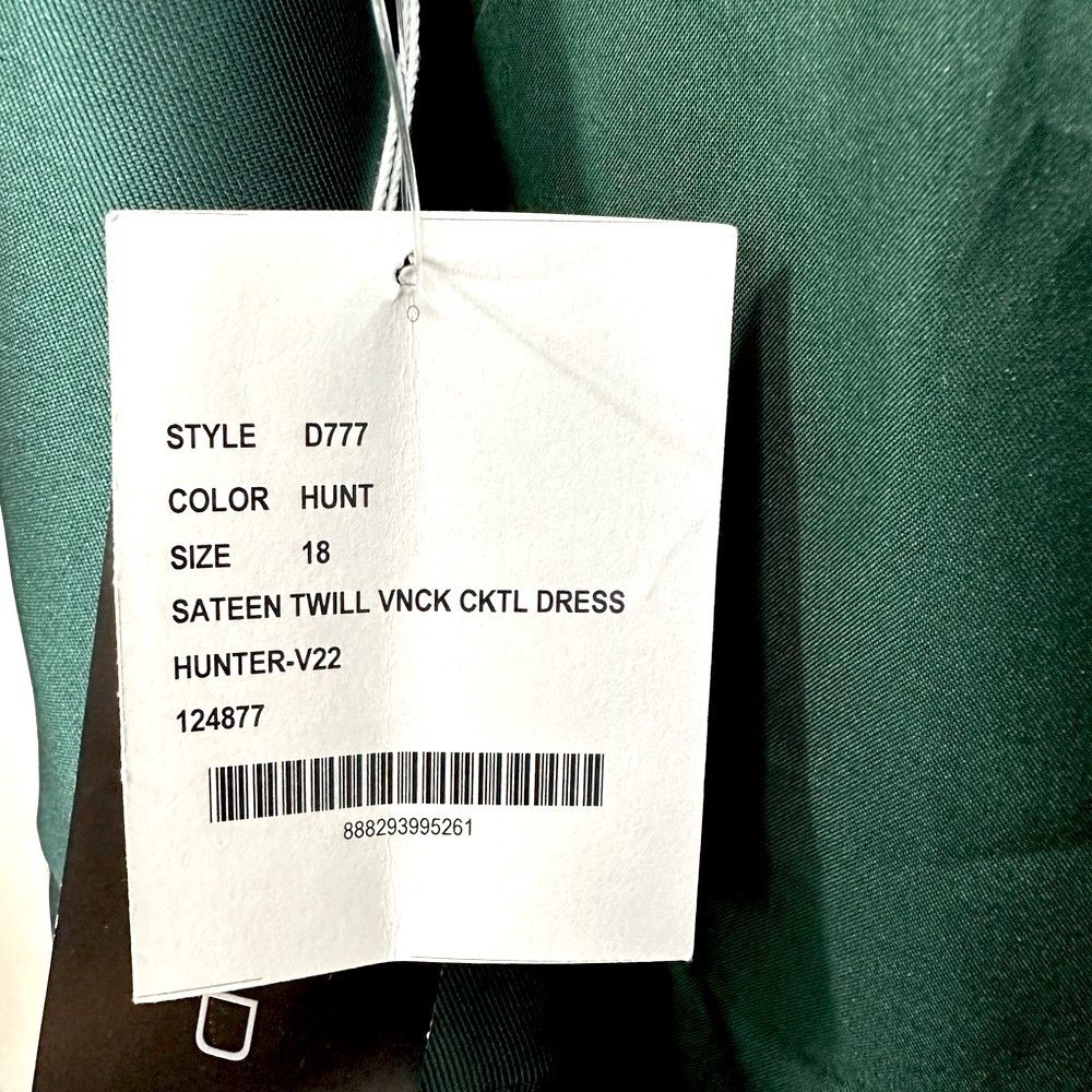 NWT ALFRED SUNG  D777 V-Neck Faux Wrap Cocktail Dress Hunter Green Size 18 - Picture 13 of 16